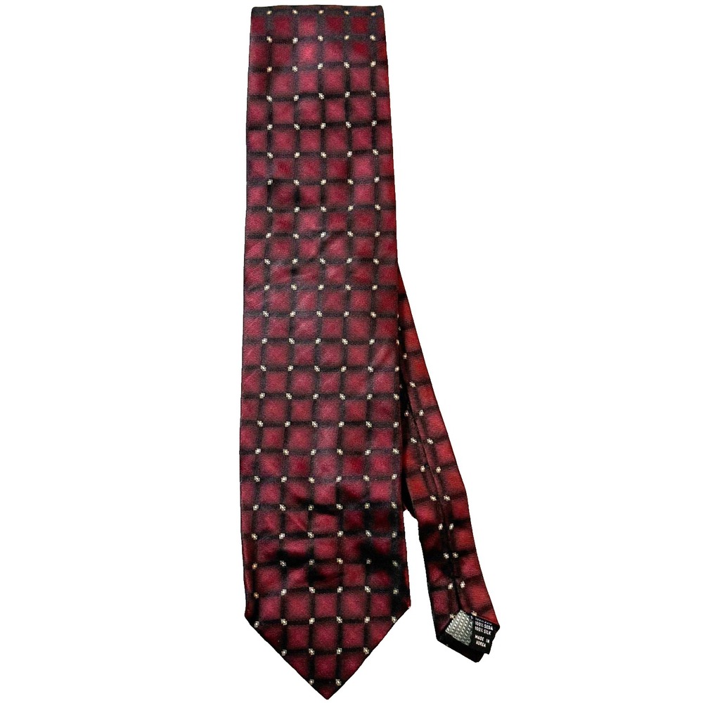 Vintage Roberto Villini Tie Mens Silk Handmade Plaid Woven Check